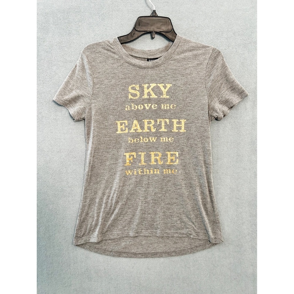 Modern Lux Women Stay Gold Graphic T-Shirt Heather Gray Short Sleeve Crew Neck M